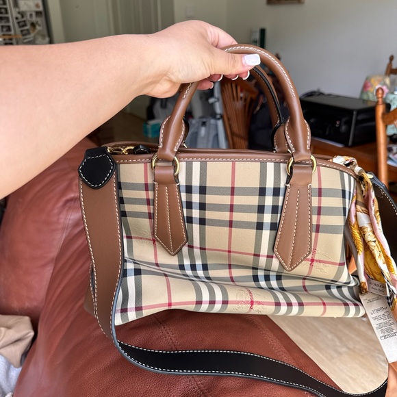 Burberry Tan and Black Checkered Satchel - Picture 2 of 6